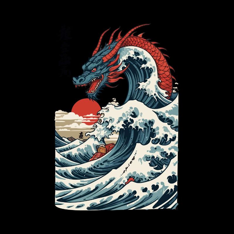 Vintage Ukiyo-E Kunst Japanischer Drache Design