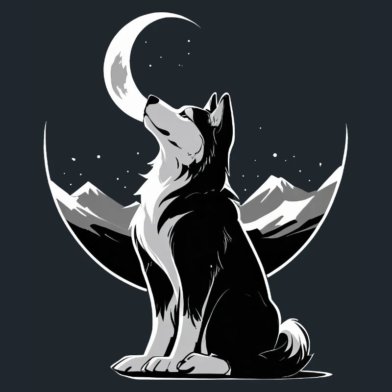Loup au clair de lune