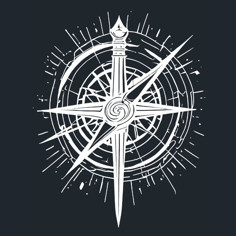 Abstract Blade Compass White