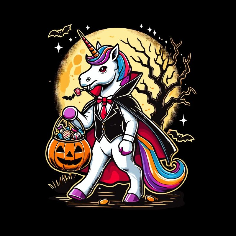 Drôle de licorne vampire aime les bonbons