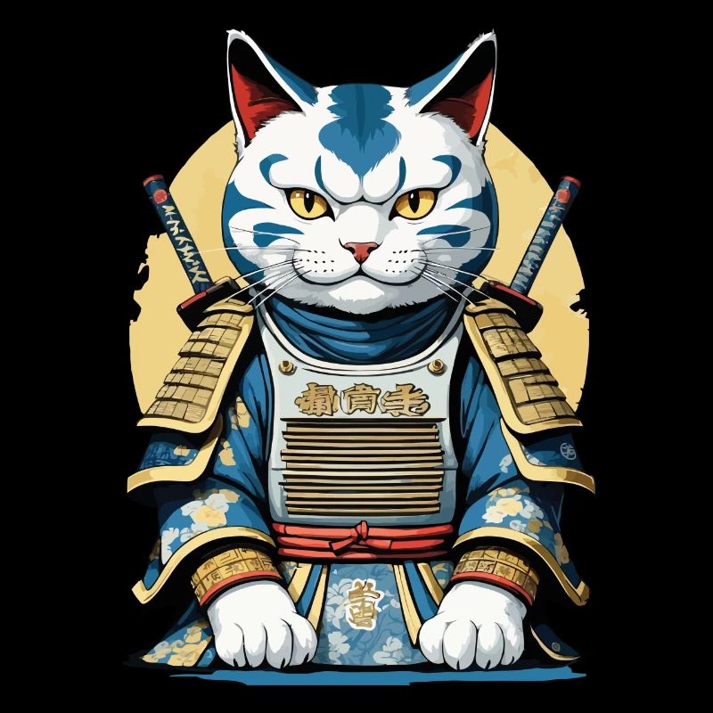 Chat Samouraï Japonais Samouraï Artwork Design