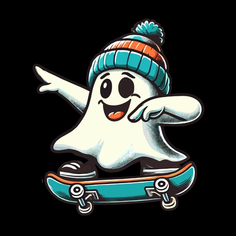 Skateboaring Dabbing Ghost Skateboard Dab