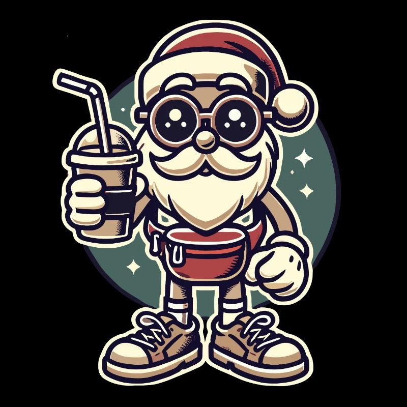 Hipster Weihnachtsmann Mit Drink