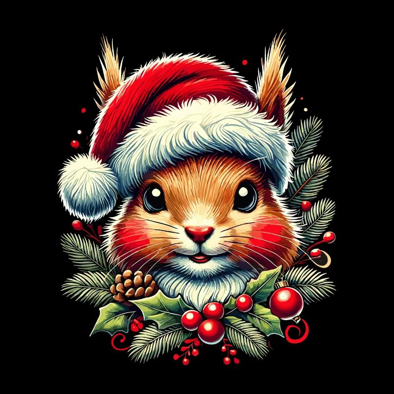 Écureuil de Noël avec chapeau de Noël