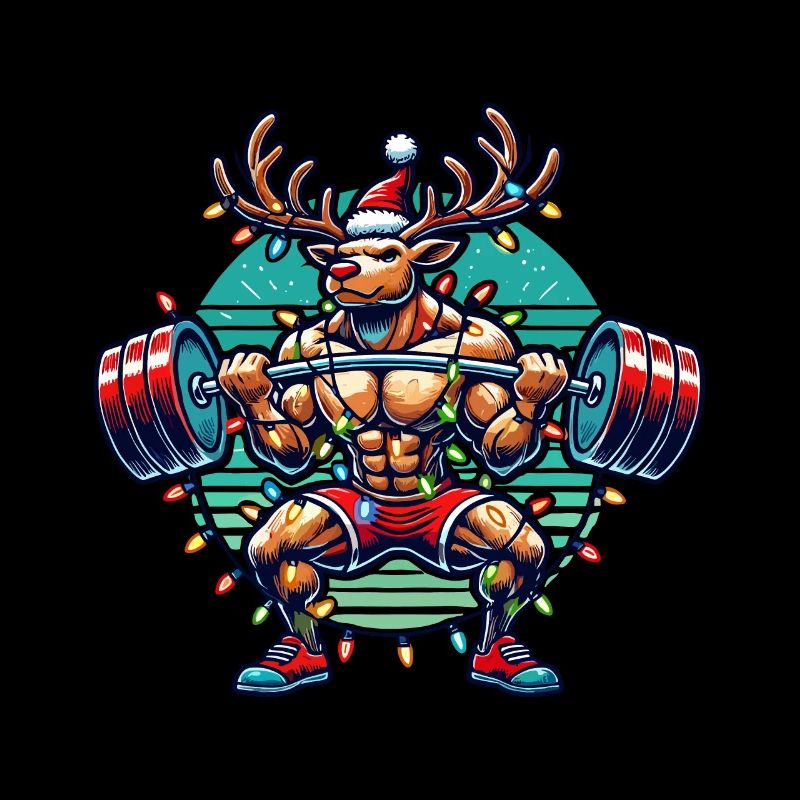 Noël Bodybuilder Renne Muscle Power