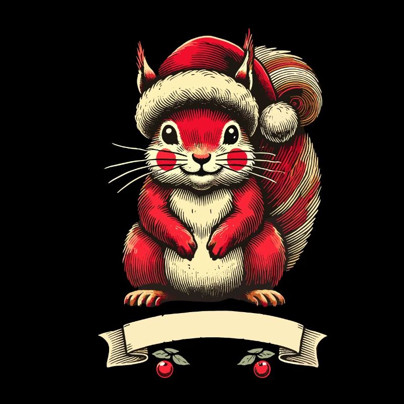 Écureuil de Noël avec chapeau de Noël