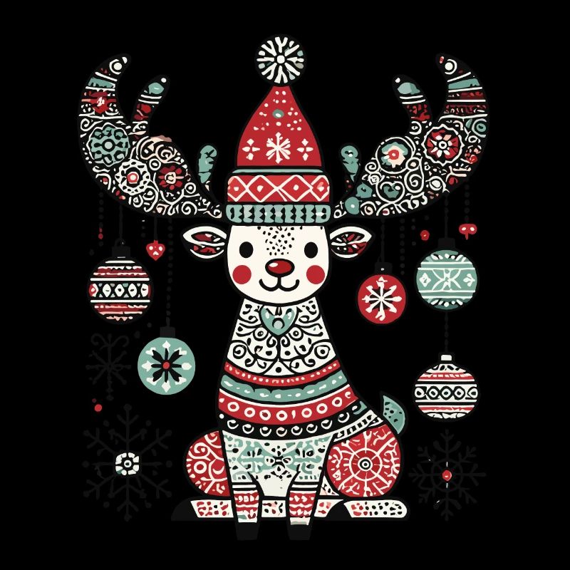 Fröhlicher Rentierzauber Mit Weihnachtskugeln