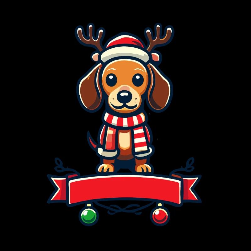 Chien de Noël mignon avec des bois de renne