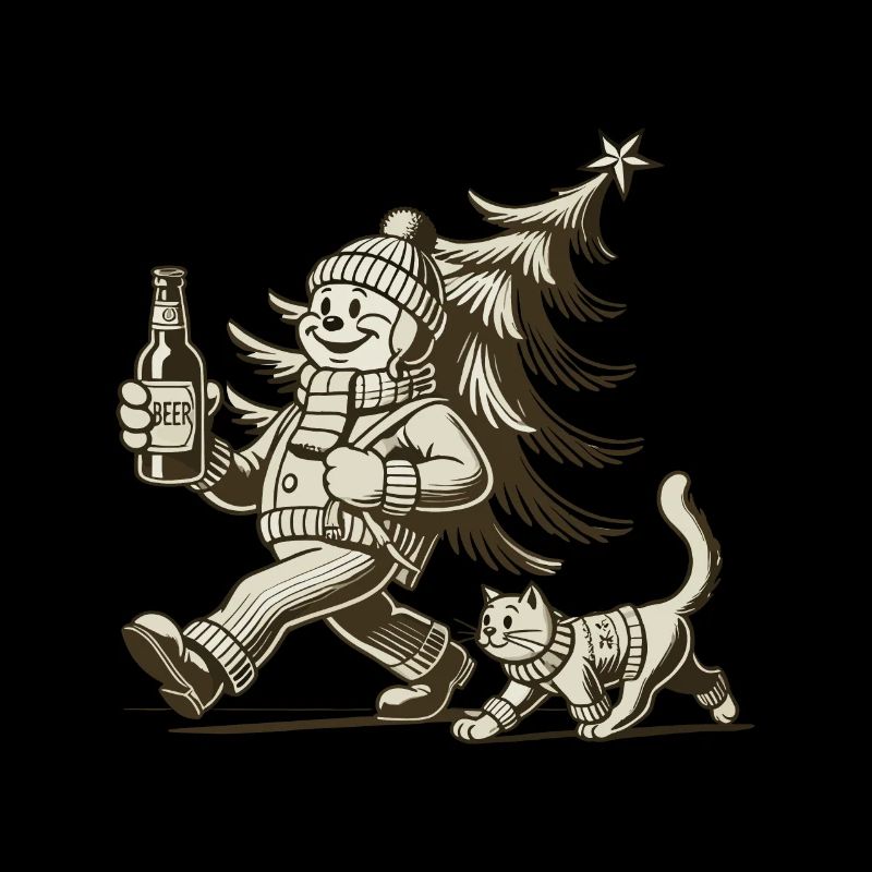 Promenade de Noël rétro avec de la bière