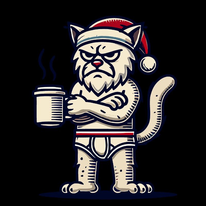 Drôle de chat de Noël avec du café