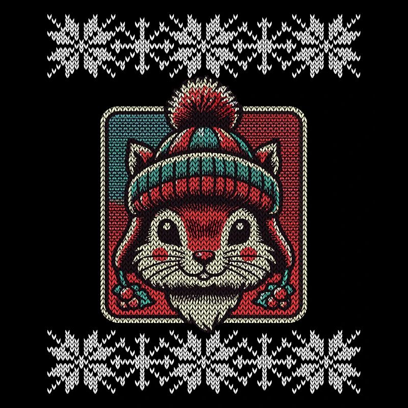 Winterliches Eichhörnchen Mit Mütze Und Muster