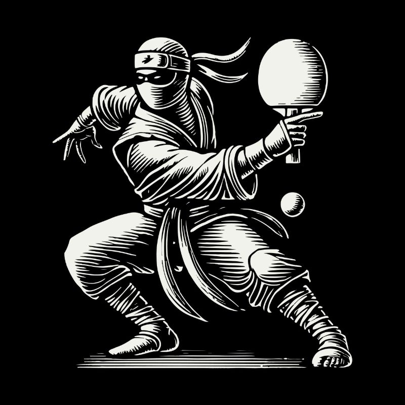 Ninja Table Tennis Master Funny Motif