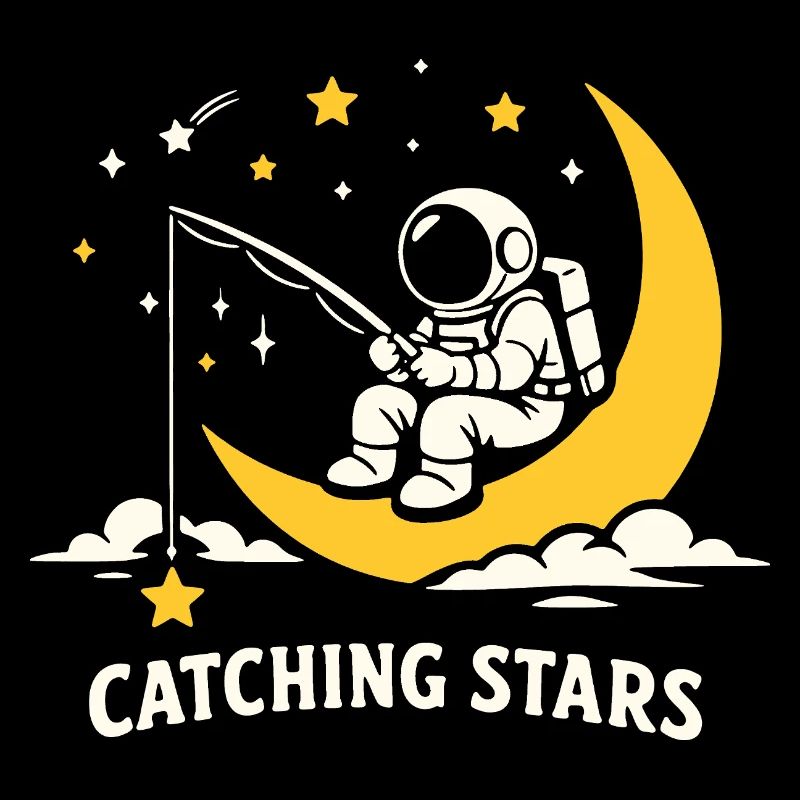 Astronaute à la pêche aux étoiles sur la Lune