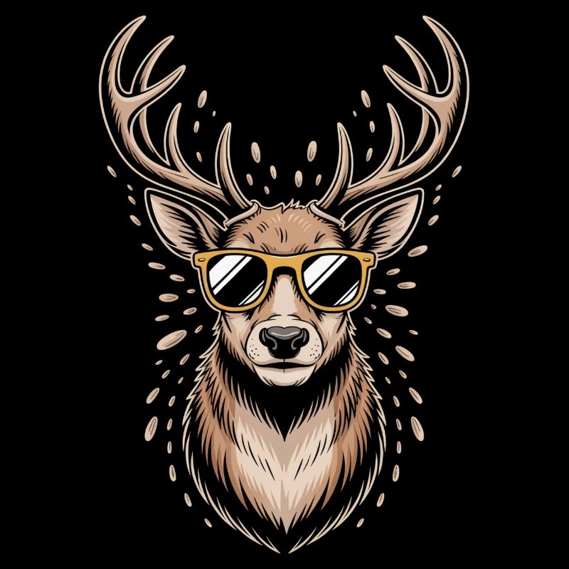 Deer with antlers and sunglasses