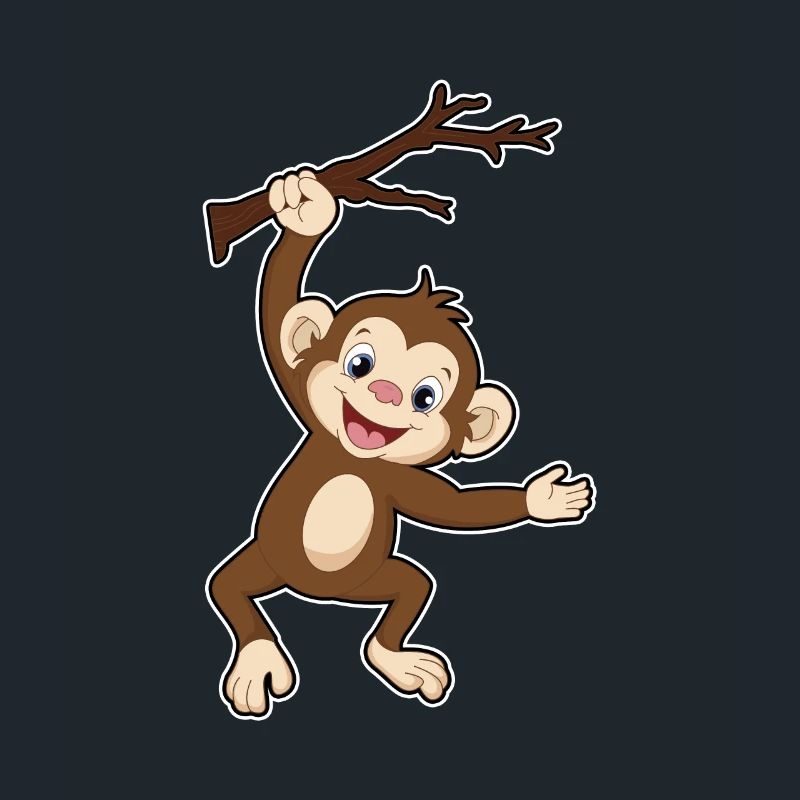Monkey Climbing A Tree Branch