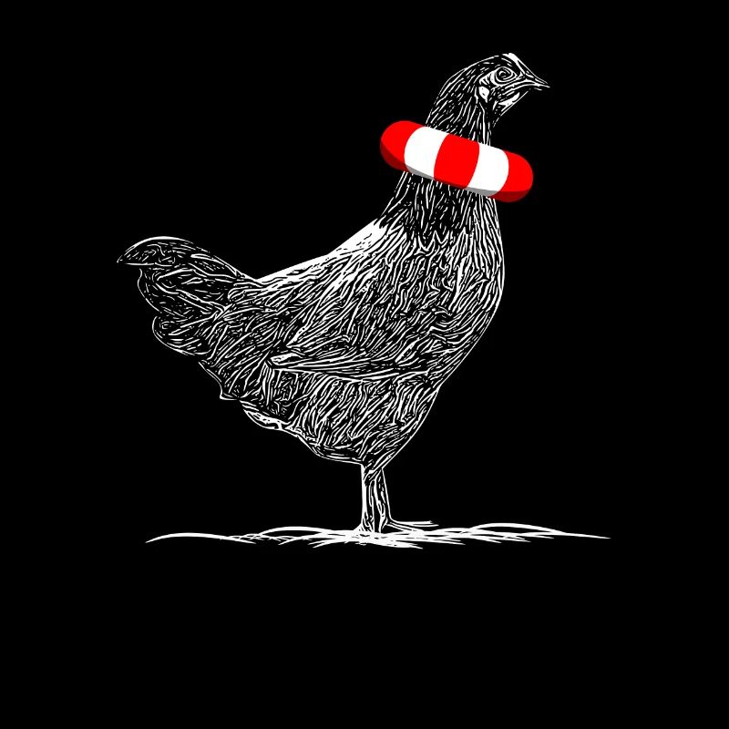 Poulet drôle avec des vacances à l’anneau de natation