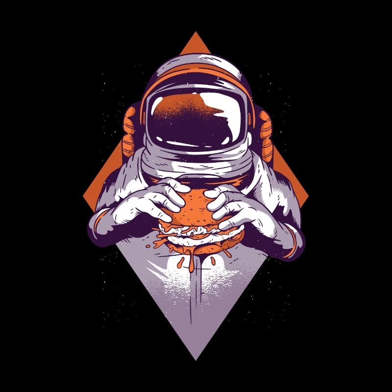 Astronaut eats a Burger Tshirt Fast Food