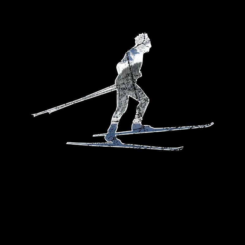 Langläufer mit Skiern beim Skating