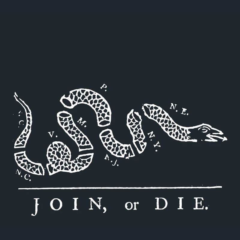 Gadsden alte Flagge beitreten oder die franklinwhite