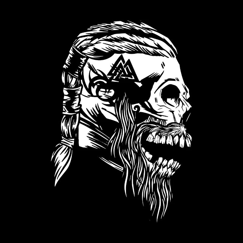 Crâne de Viking avec des tatouages