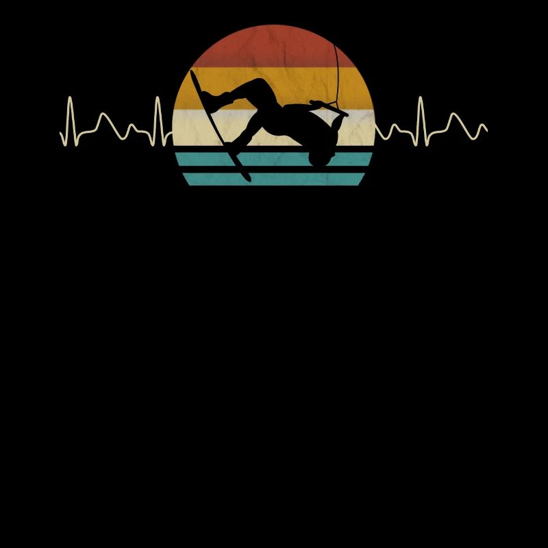 Wakeboard Wakeboarding EKG Heart Line Pulse Retro