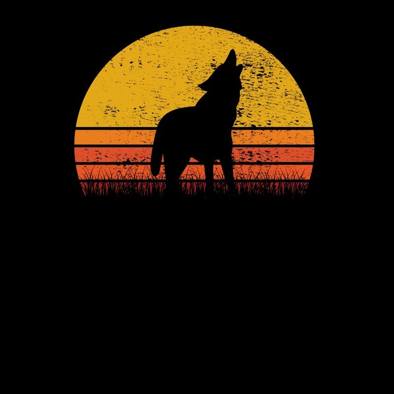 Wolf Wölfe Tier Hund Retro Sonnenaufgang Geschenk