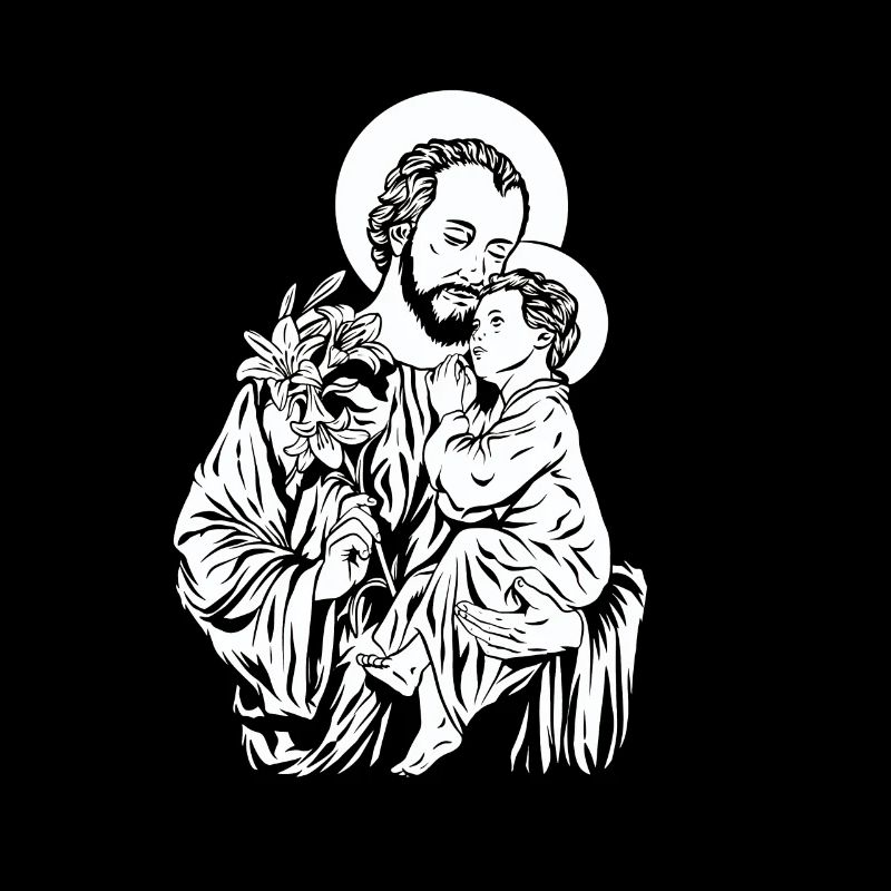 Saint Joseph tient Jésus dans ses bras
