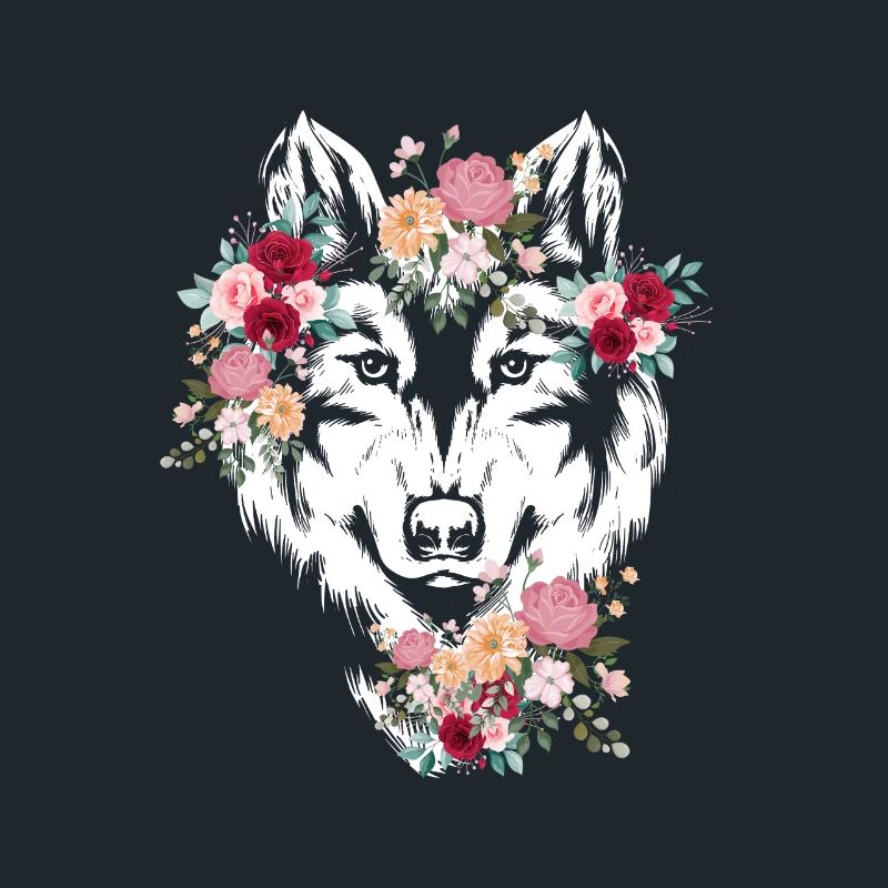 Wolf Wolfskopf Fleurs Déco