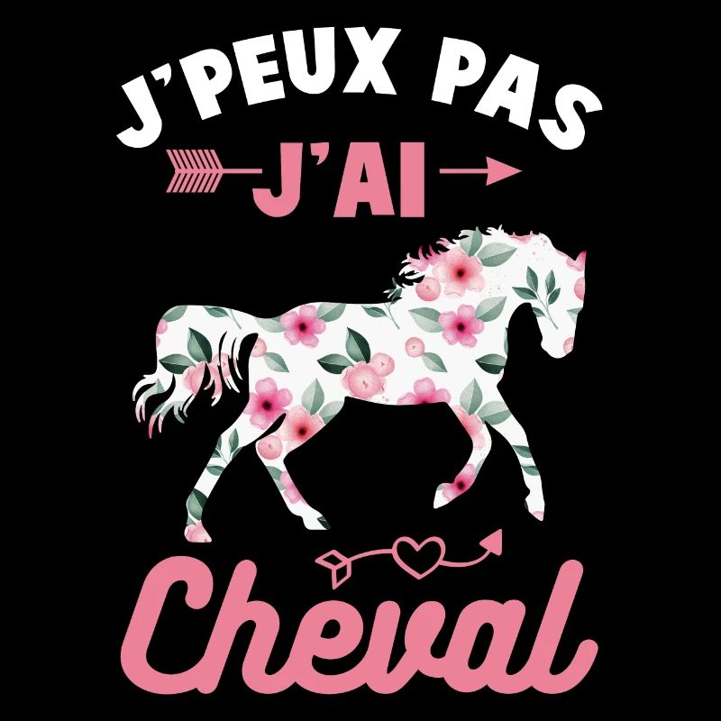 Je peux pas j'ai cheval silhouette cheval fleurs