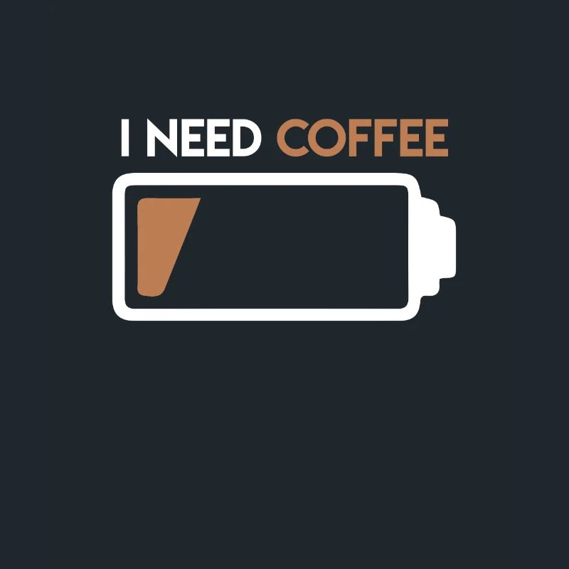 Kaffee Akku leer Kaffeetrinker Ich brauche Kaffee