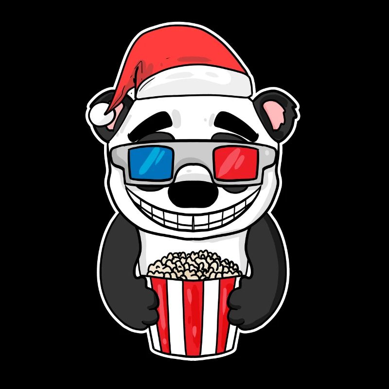 Christmas Panda Bear Popcorn Cinema
