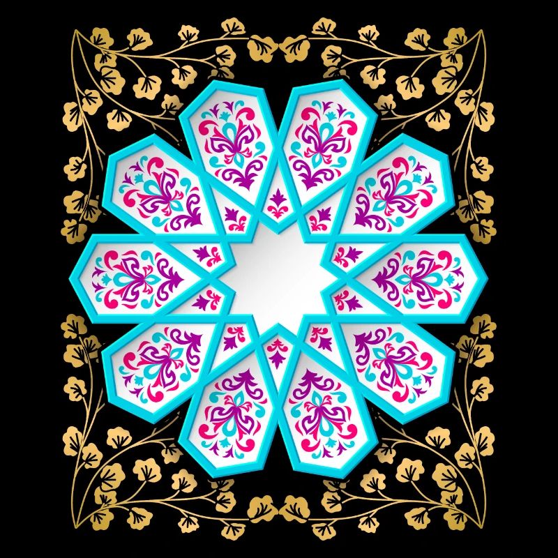Persian ornament with gold décor in 3d style