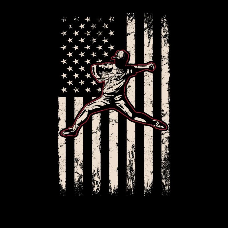 Pitcher Baseball American Flag Pitching USA 4th Of