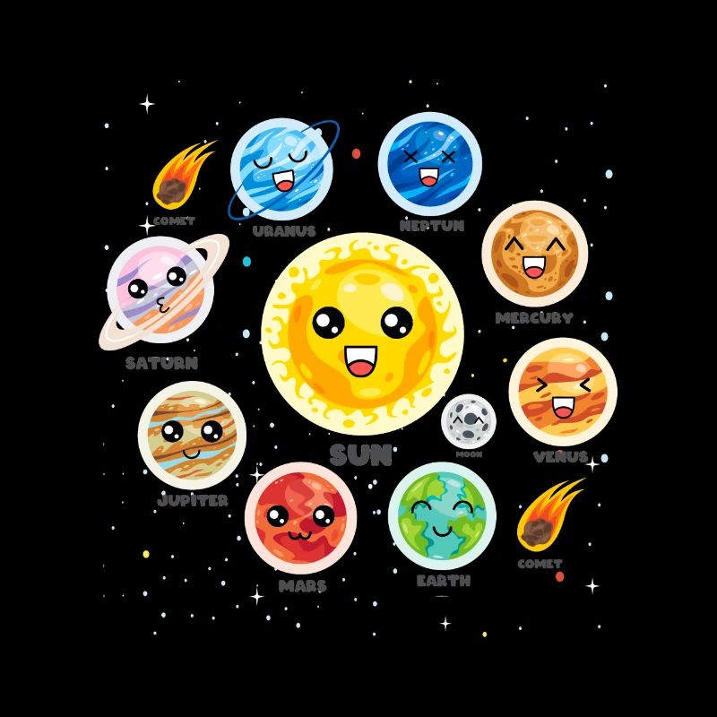 Solar System Planets Science Cute Realistic Space