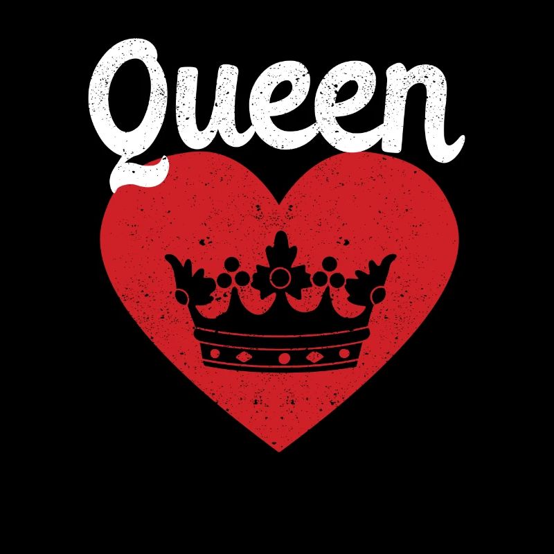 Queen Red Heart Crown Silhouette Couples Man