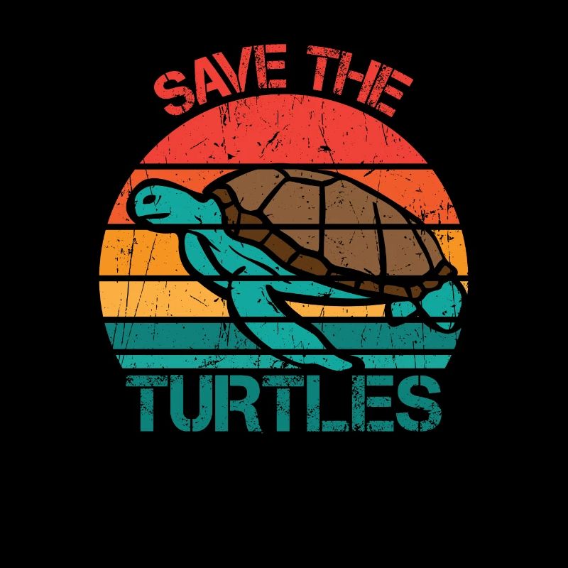 Save Turtles Retro Ocean Sun
