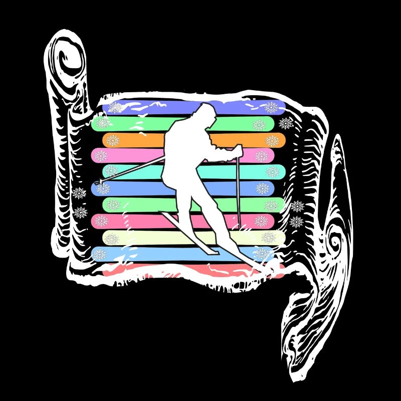 Skifahrer aufgerolltes Design mit Skiern