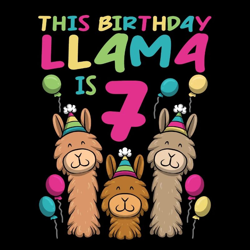 Lama Geburtstag 7. Geburtstag Party Alpaka Mädchen