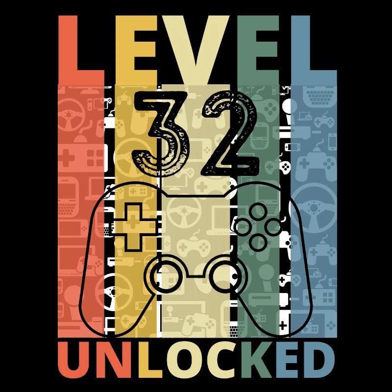Level 32 Unlocked Funny Gamer Birthday thirty Two