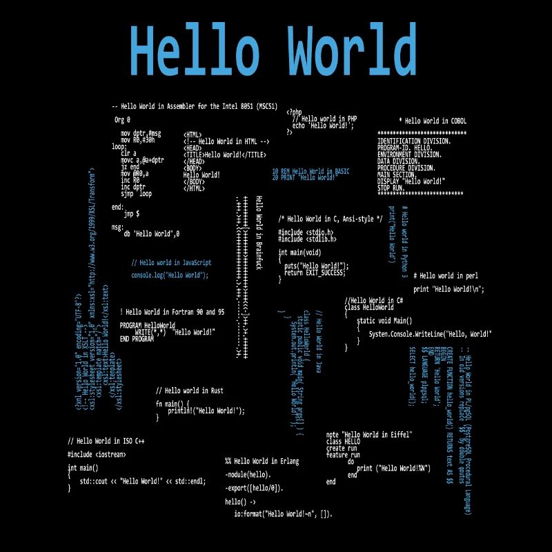Hello World Programmiersprachen Programmierer Nerd