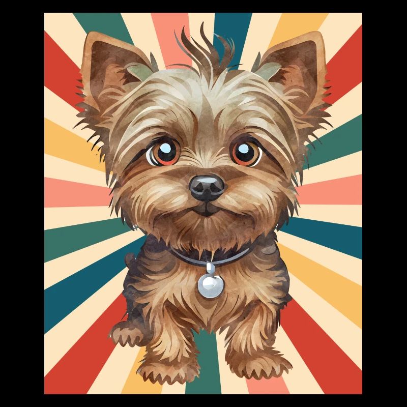 Mignon Yorkshire Terrier Race de chien 80s 90s Rétro