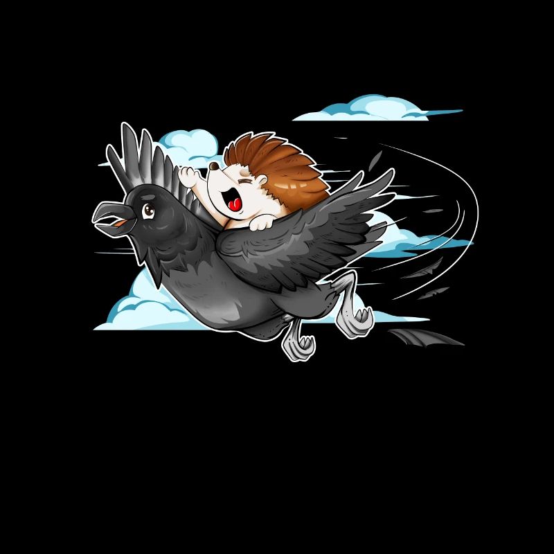 Mouches hérisson sur corbeau