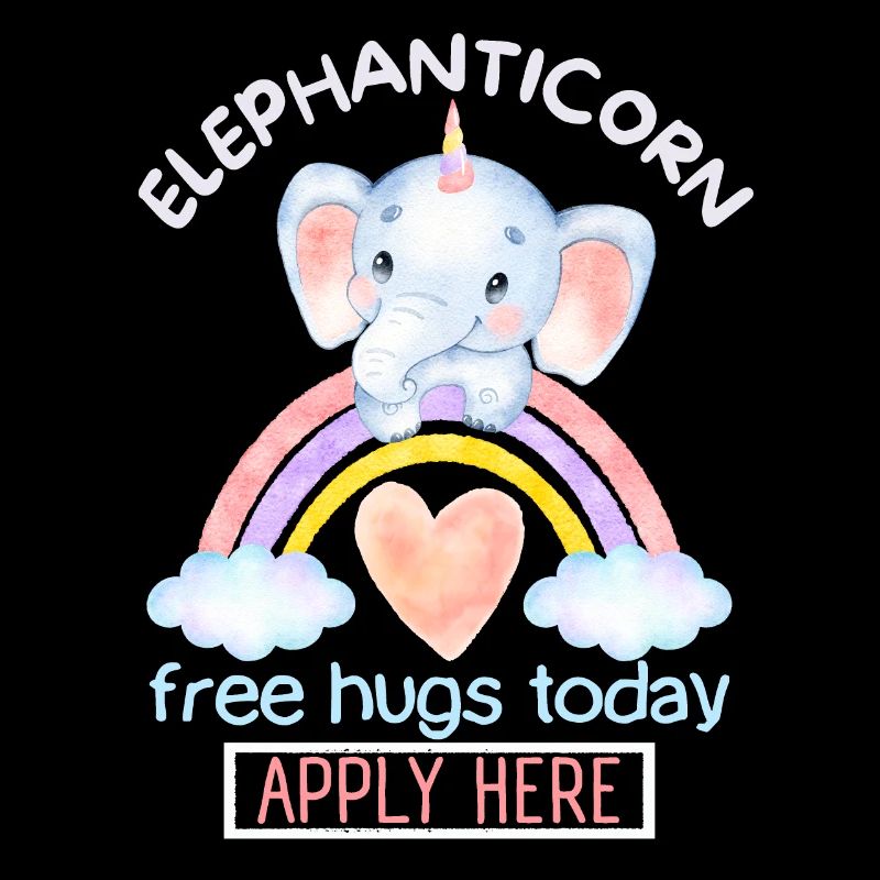 Elefant-Einhorn, Unicorn-Einhorn, Free-Hugs Spruch