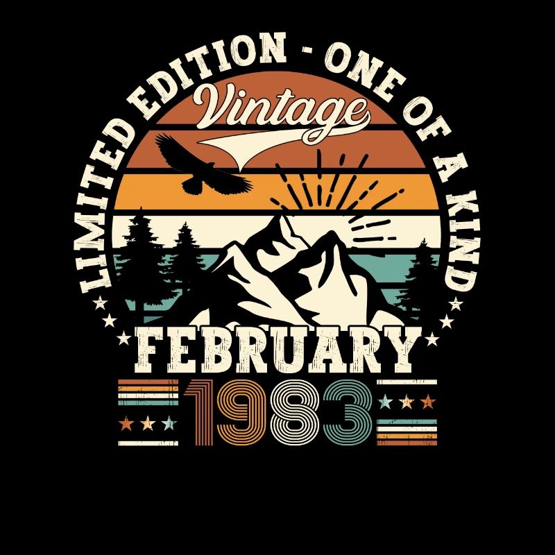 February Vintage 1983 Retro Birthday Gift