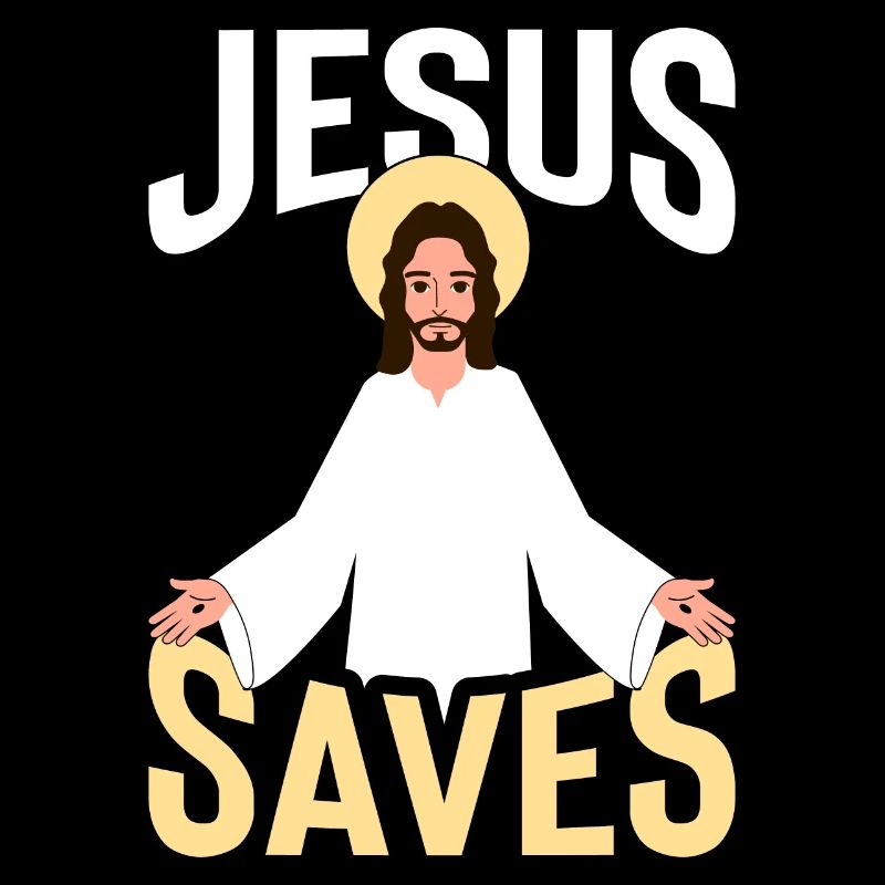 Jesus Saves mit Heiligen schein