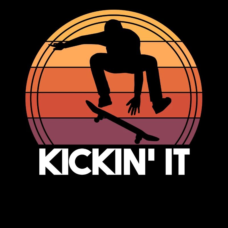 Skateboarder Kickin' It Funny Retro Skateboarding