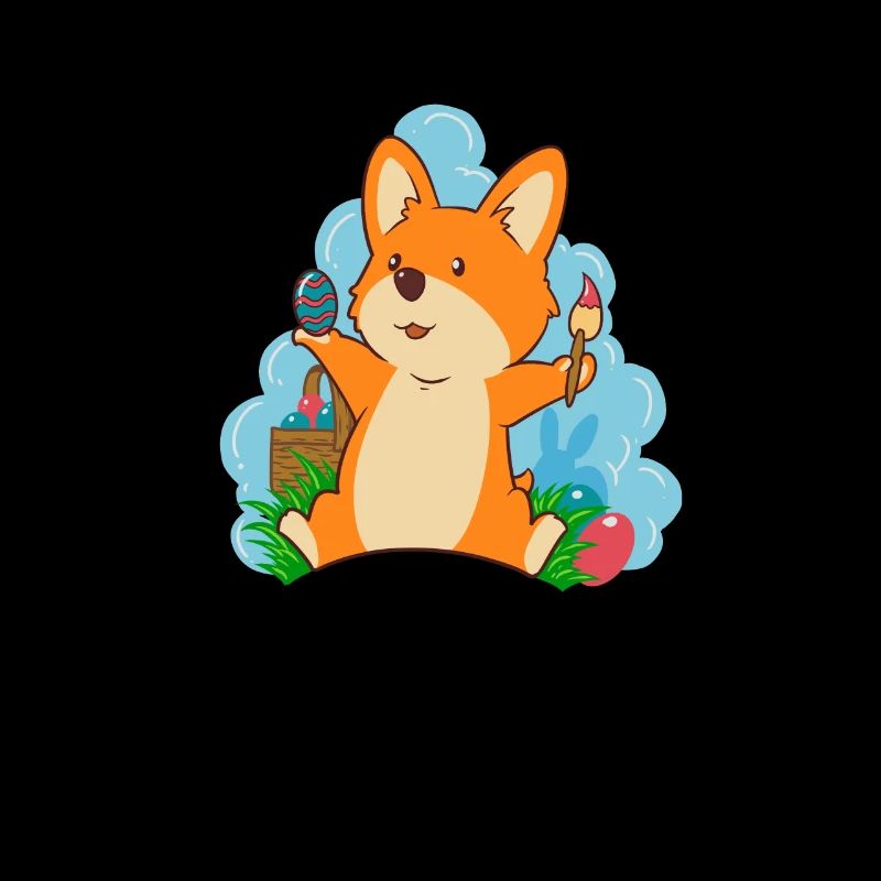 Corgi paints Easter eggs at Easter - Corgi Easter