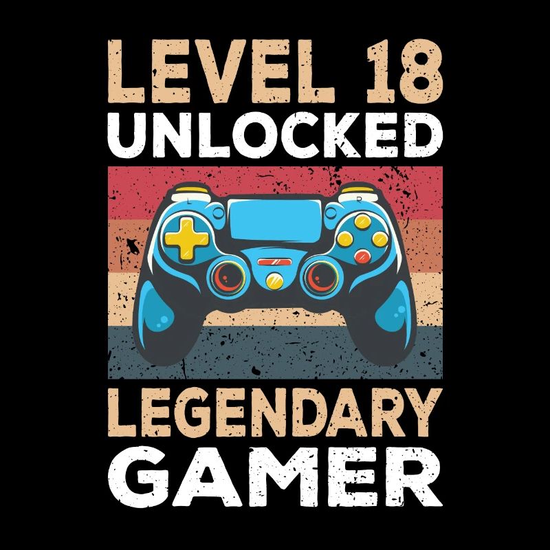 Level 18 Unlocked 18. Geburtstag Gamer