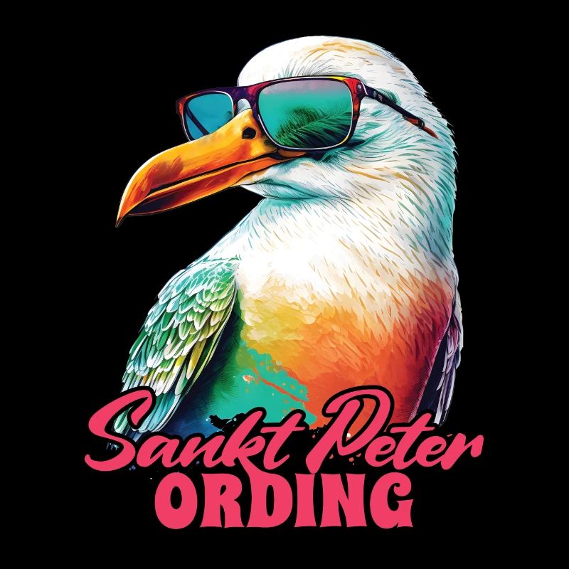 Sankt Peter Ording Holiday Seagull with Sunglasses