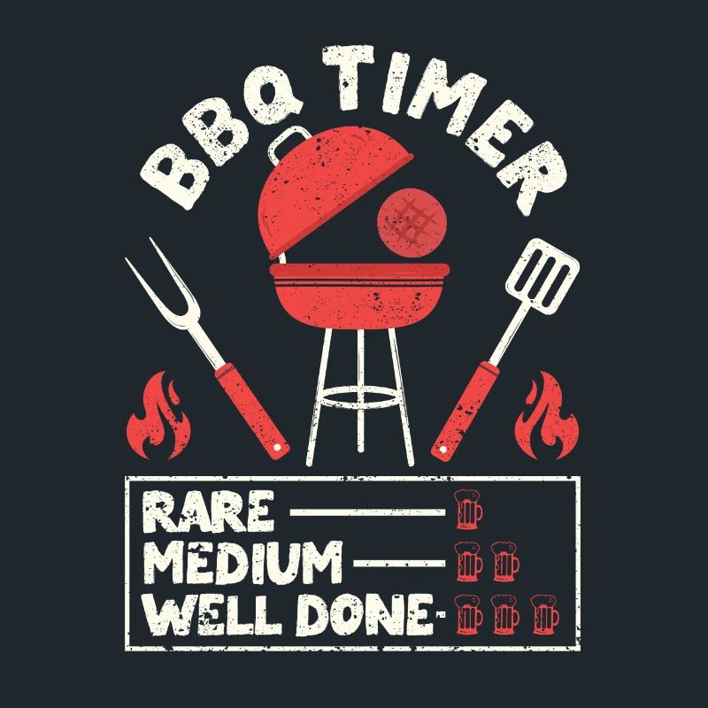 BBQ Timer Rare Medium Well Barbecue Funny Grill